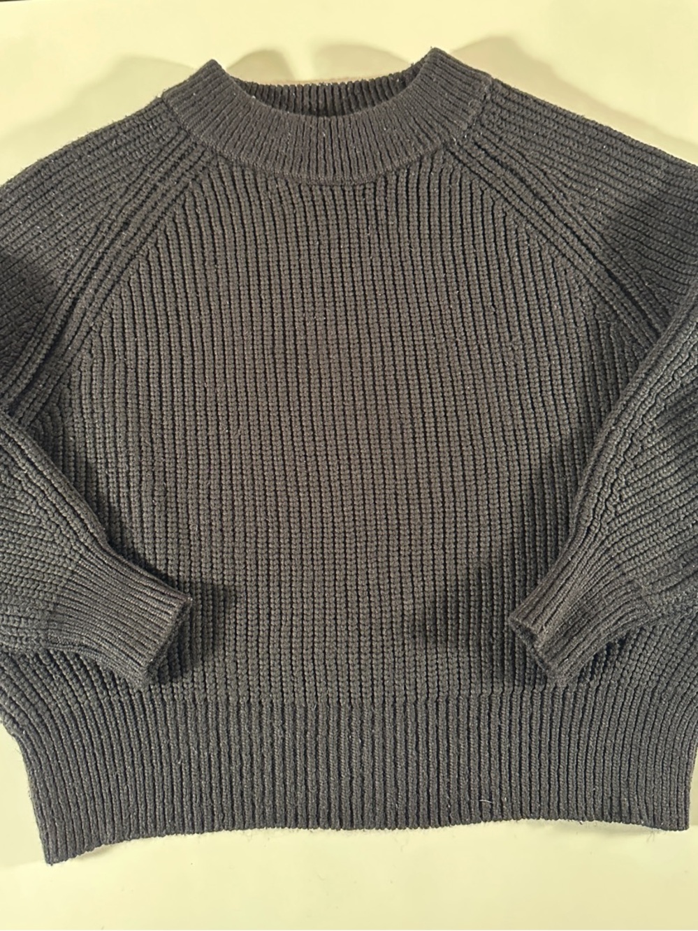 Double Zero Charcoal Ribbed Crewneck black Sweater